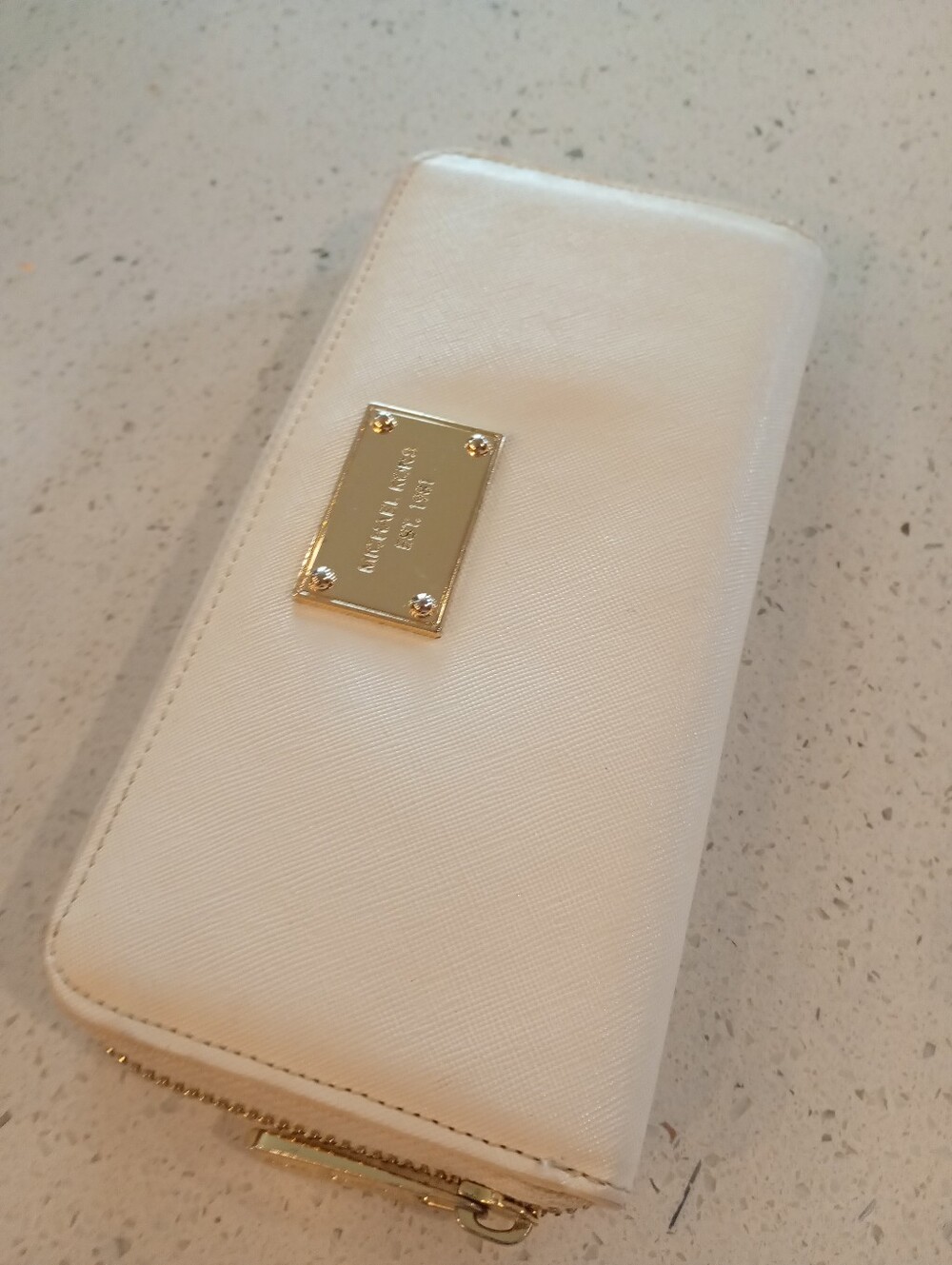 Michael Kors Off White Gold Zip Around Wallet